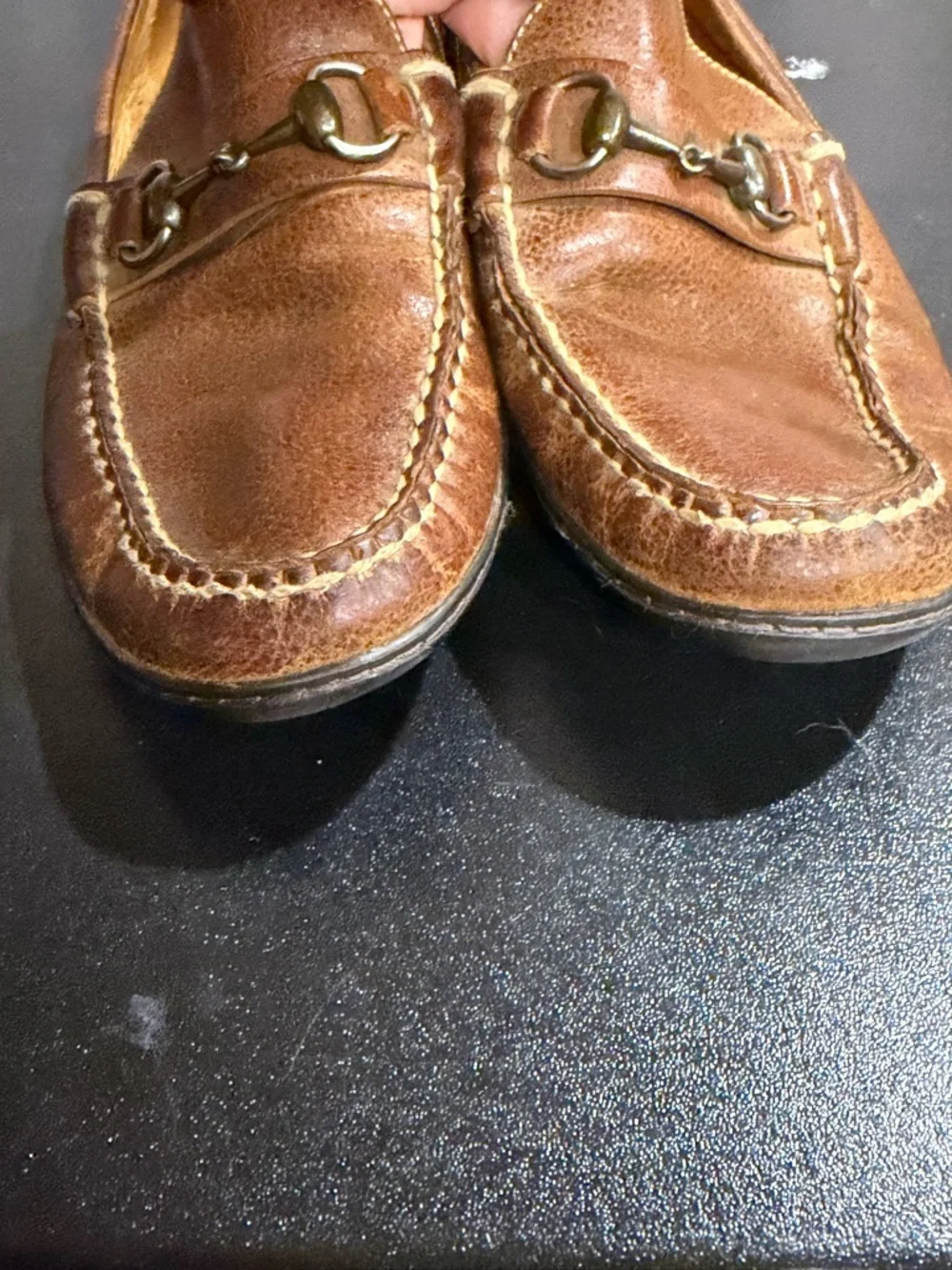 Martin Dingman Cognac Brown Leather Horsebit Loafers size 10 M